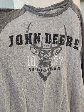John Deere Grey Long Sleeve Tee with Green & Yellow Logo